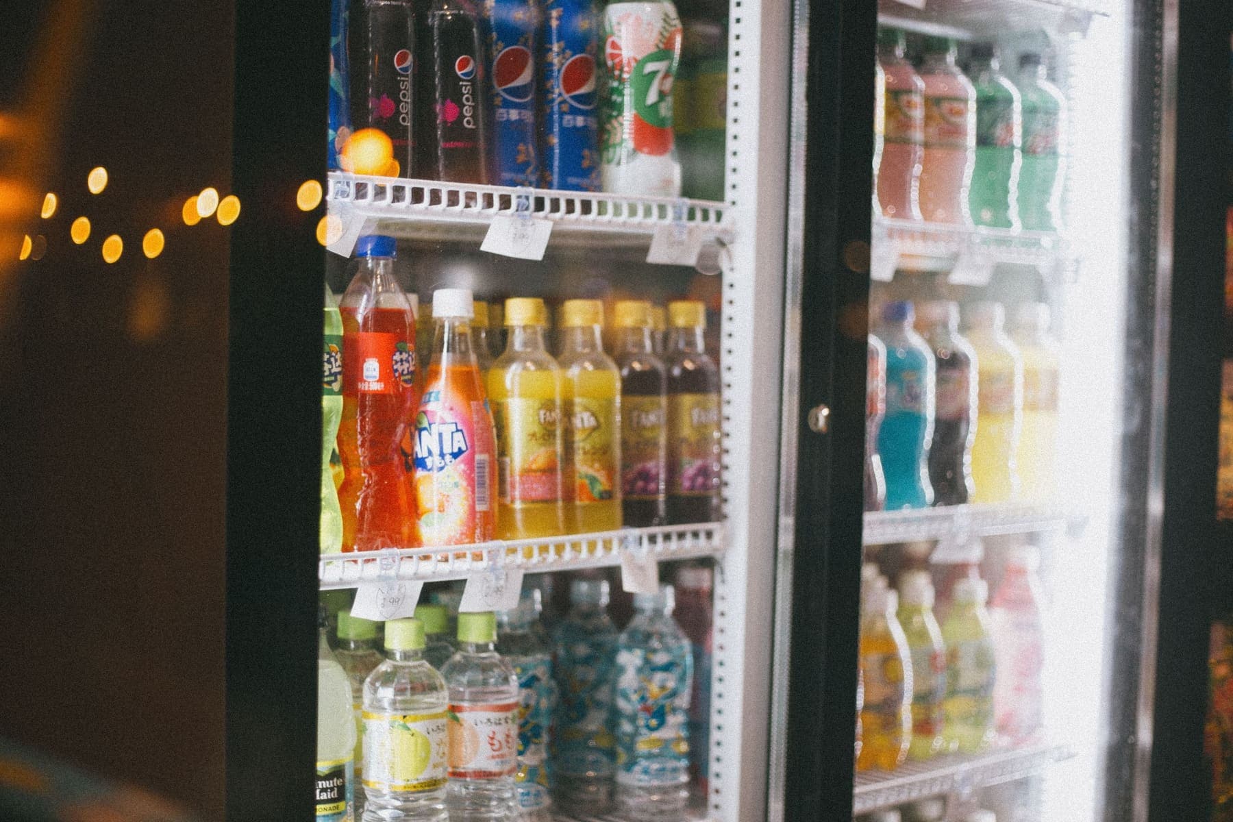 Drinks fridge at a sports venue counter