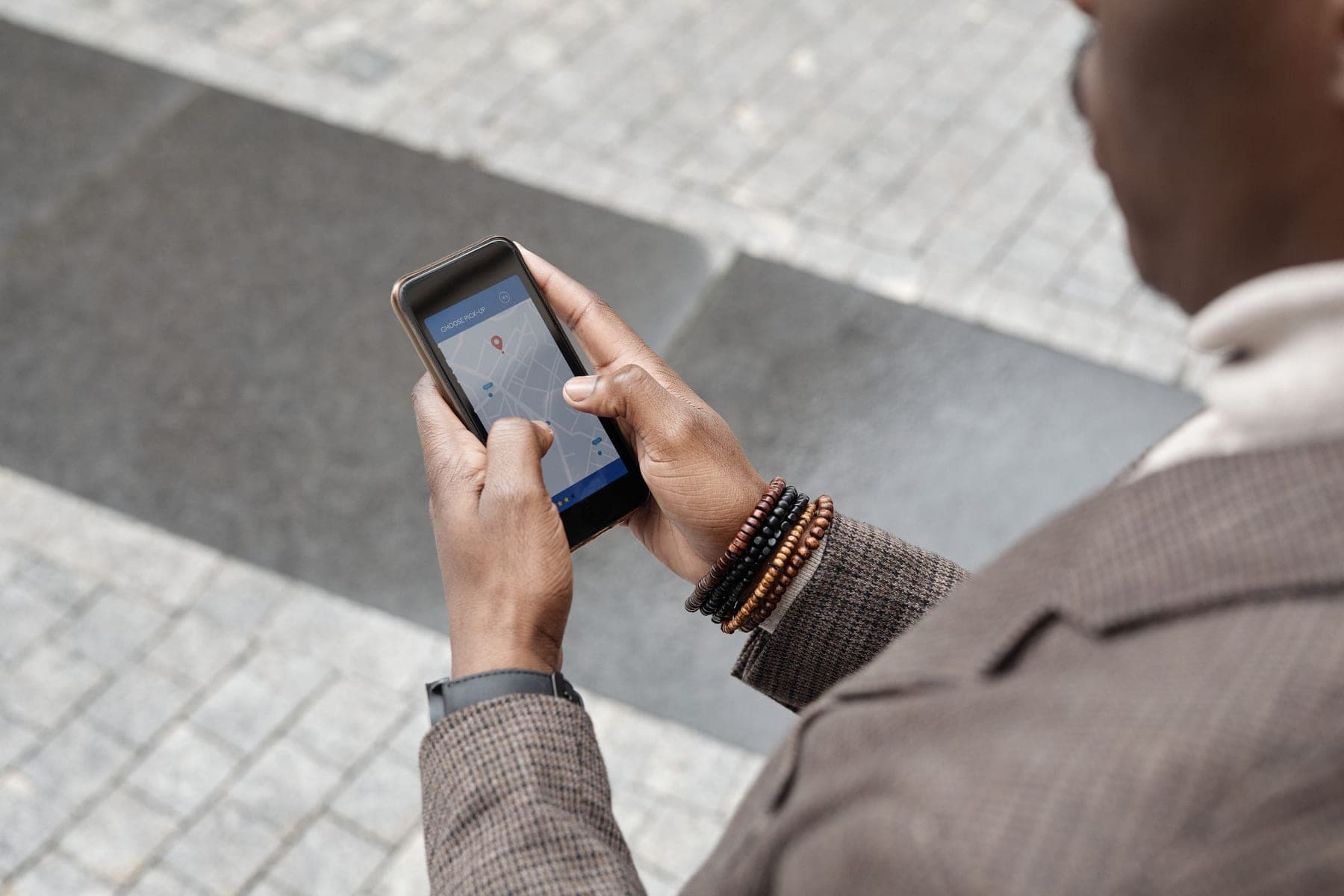 Person looking at a map on a phone