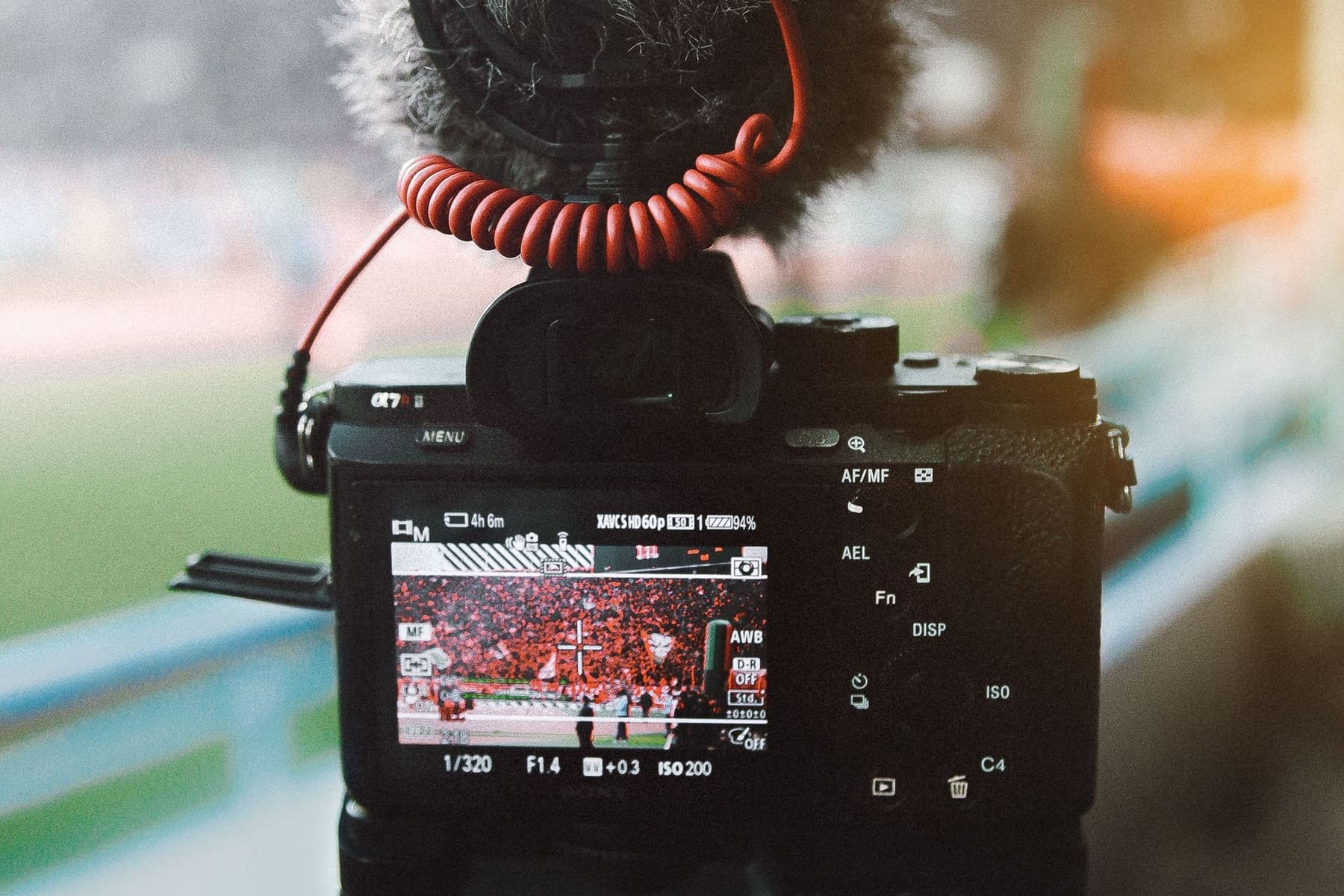 Camera screen showing a football replay